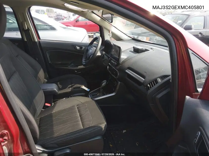 2021 Ford Ecosport Se VIN: MAJ3S2GEXMC405801 Lot: 45671846