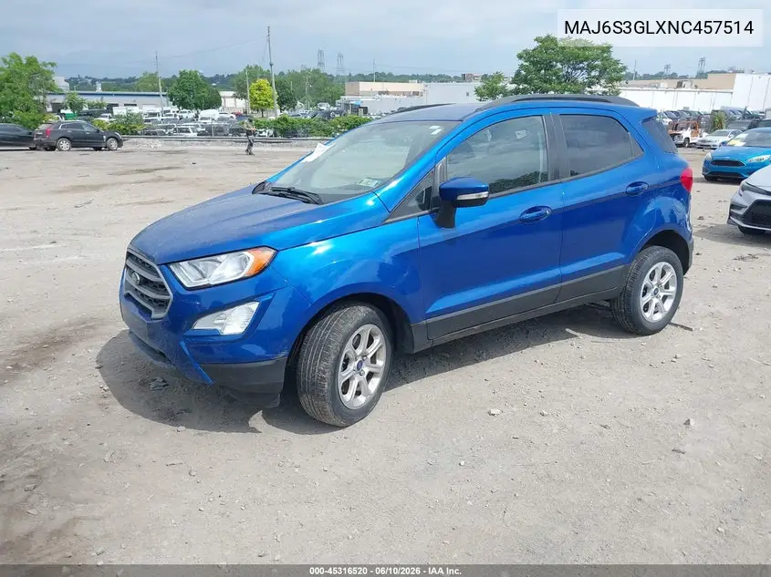 2022 Ford Ecosport Se VIN: MAJ6S3GLXNC457514 Lot: 45316520