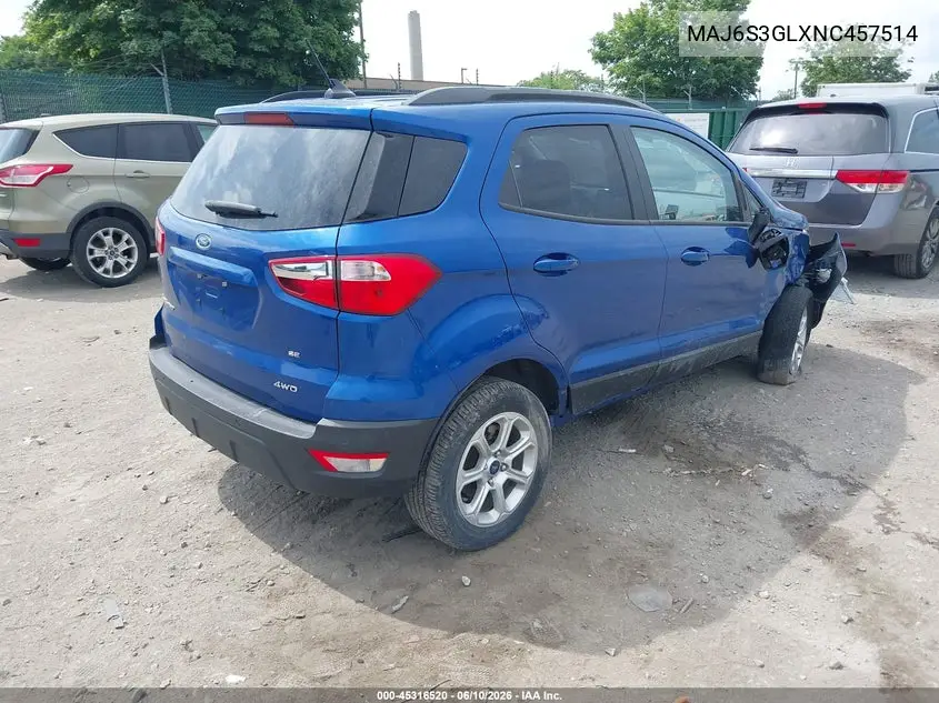 2022 Ford Ecosport Se VIN: MAJ6S3GLXNC457514 Lot: 45316520