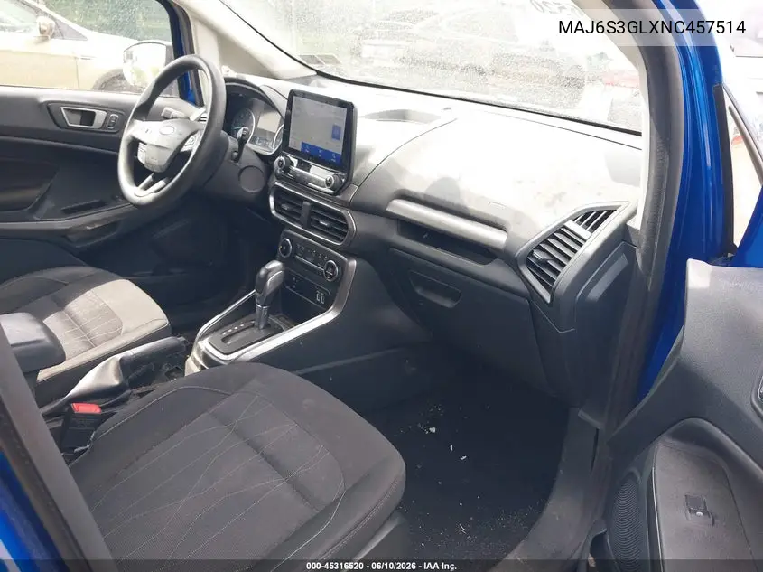 2022 Ford Ecosport Se VIN: MAJ6S3GLXNC457514 Lot: 45316520