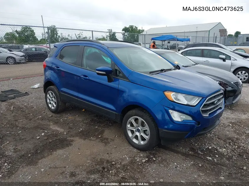 2022 Ford Ecosport Se VIN: MAJ6S3GL0NC473625 Lot: 45326862