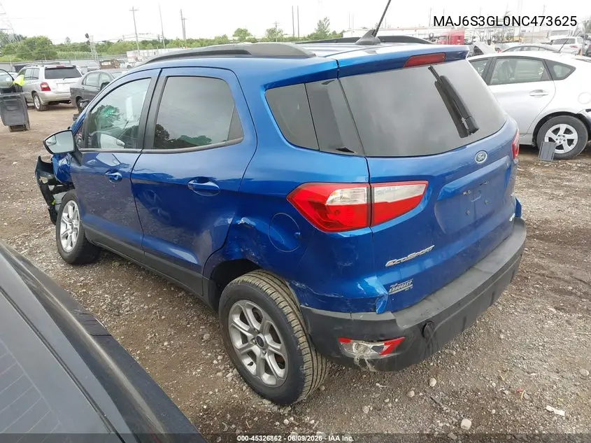 2022 Ford Ecosport Se VIN: MAJ6S3GL0NC473625 Lot: 45326862