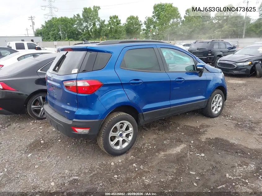 2022 Ford Ecosport Se VIN: MAJ6S3GL0NC473625 Lot: 45326862