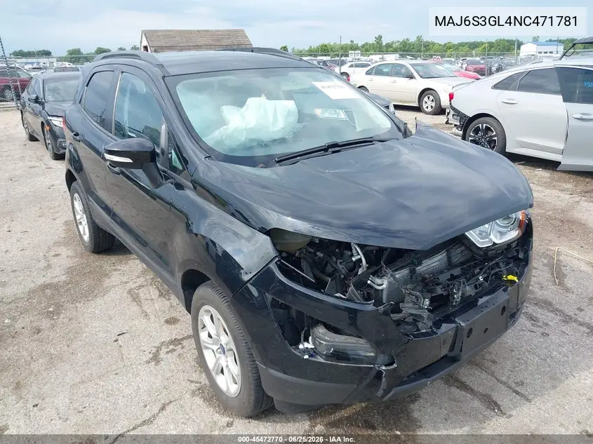 2022 Ford Ecosport Se VIN: MAJ6S3GL4NC471781 Lot: 45472770