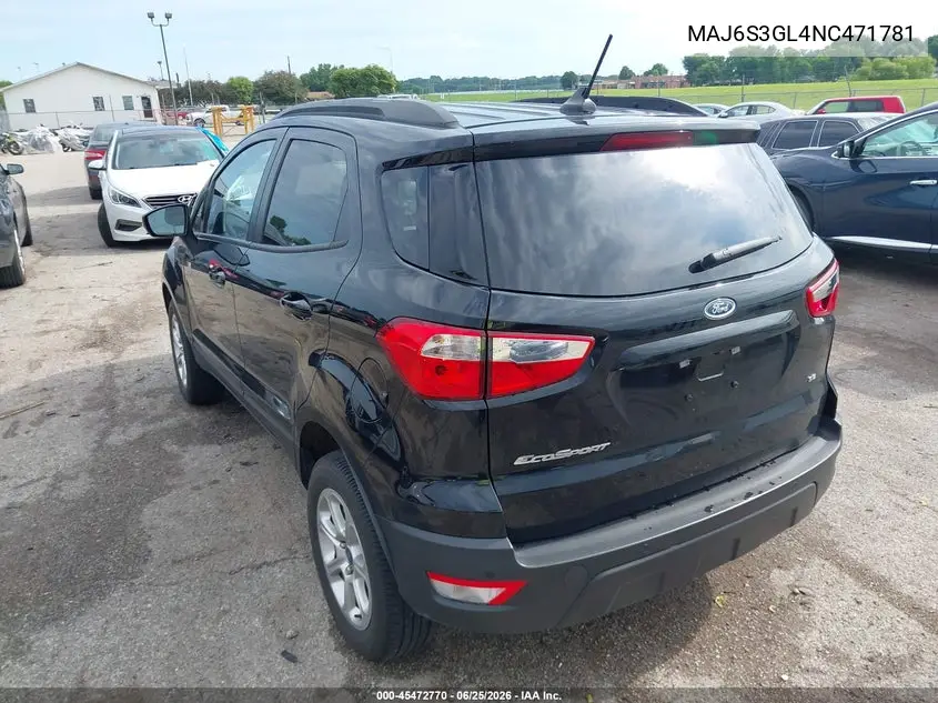 2022 Ford Ecosport Se VIN: MAJ6S3GL4NC471781 Lot: 45472770