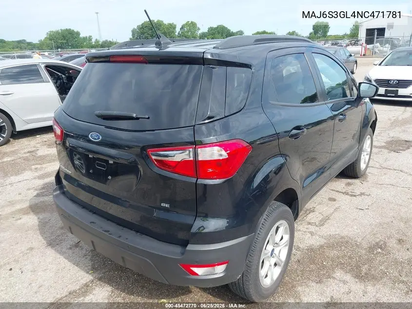2022 Ford Ecosport Se VIN: MAJ6S3GL4NC471781 Lot: 45472770