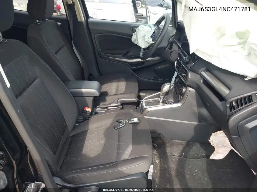 2022 Ford Ecosport Se VIN: MAJ6S3GL4NC471781 Lot: 45472770
