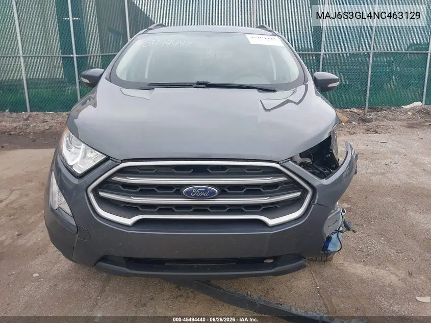 2022 Ford Ecosport Se VIN: MAJ6S3GL4NC463129 Lot: 45494440
