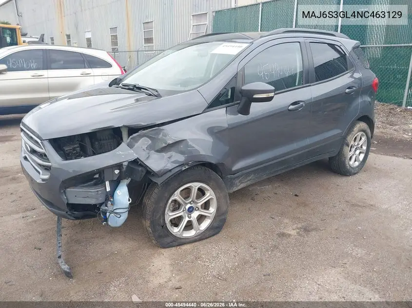 2022 Ford Ecosport Se VIN: MAJ6S3GL4NC463129 Lot: 45494440