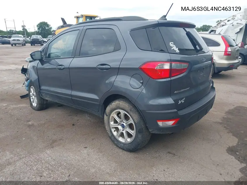2022 Ford Ecosport Se VIN: MAJ6S3GL4NC463129 Lot: 45494440