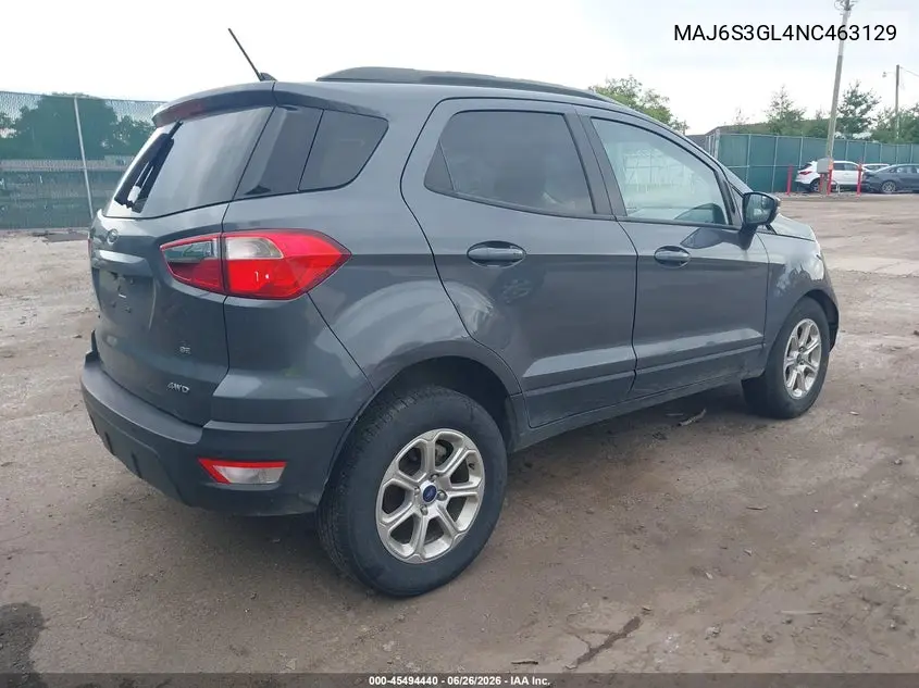 2022 Ford Ecosport Se VIN: MAJ6S3GL4NC463129 Lot: 45494440