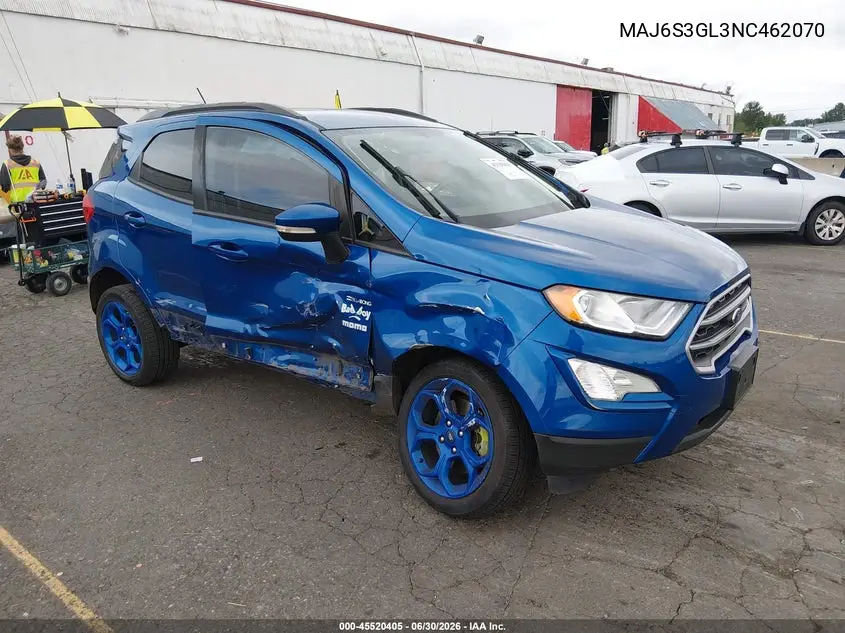 2022 Ford Ecosport Se VIN: MAJ6S3GL3NC462070 Lot: 45520405