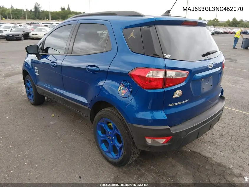 2022 Ford Ecosport Se VIN: MAJ6S3GL3NC462070 Lot: 45520405