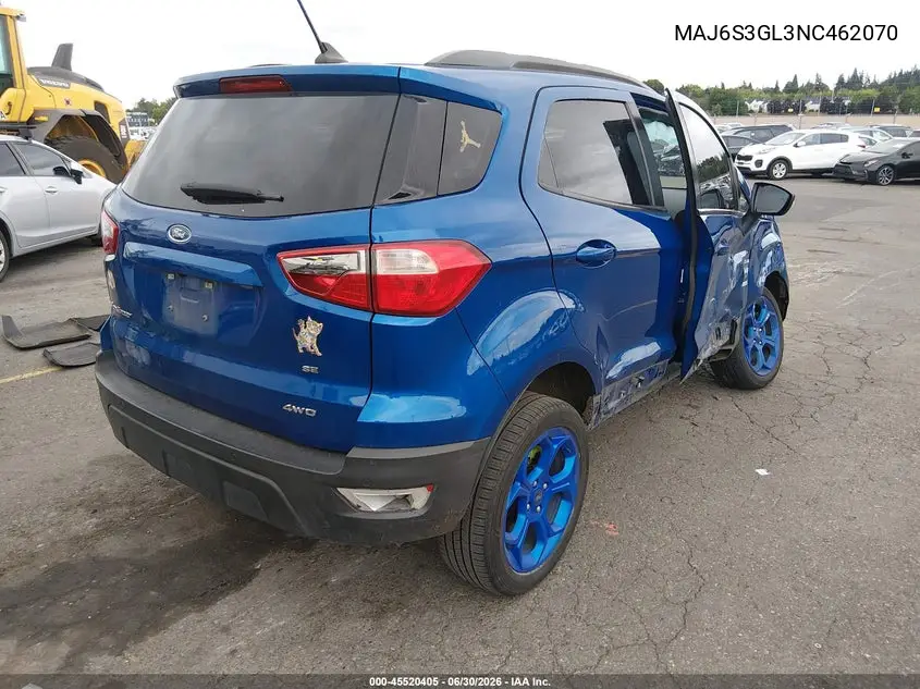 2022 Ford Ecosport Se VIN: MAJ6S3GL3NC462070 Lot: 45520405