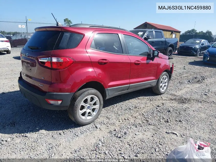 2022 Ford Ecosport Se VIN: MAJ6S3GL1NC459880 Lot: 45533054