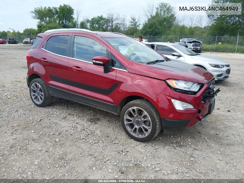 2022 Ford Ecosport Titanium VIN: MAJ6S3KL4NC464949 Lot: 45545966