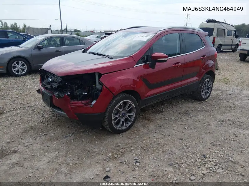 2022 Ford Ecosport Titanium VIN: MAJ6S3KL4NC464949 Lot: 45545966