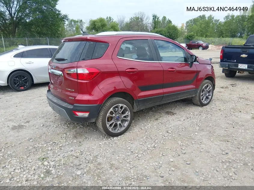 2022 Ford Ecosport Titanium VIN: MAJ6S3KL4NC464949 Lot: 45545966
