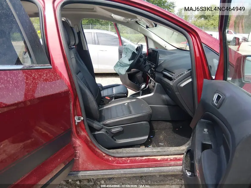 2022 Ford Ecosport Titanium VIN: MAJ6S3KL4NC464949 Lot: 45545966