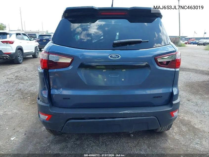 2022 Ford Ecosport Ses VIN: MAJ6S3JL7NC463019 Lot: 45565772