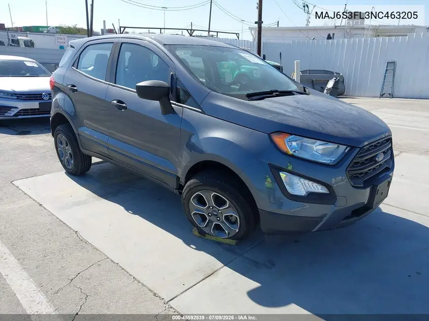 2022 Ford Ecosport S VIN: MAJ6S3FL3NC463205 Lot: 45592539