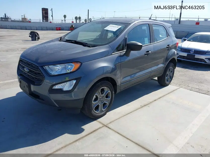 2022 Ford Ecosport S VIN: MAJ6S3FL3NC463205 Lot: 45592539