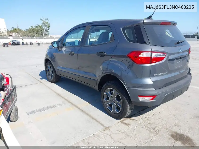 2022 Ford Ecosport S VIN: MAJ6S3FL3NC463205 Lot: 45592539