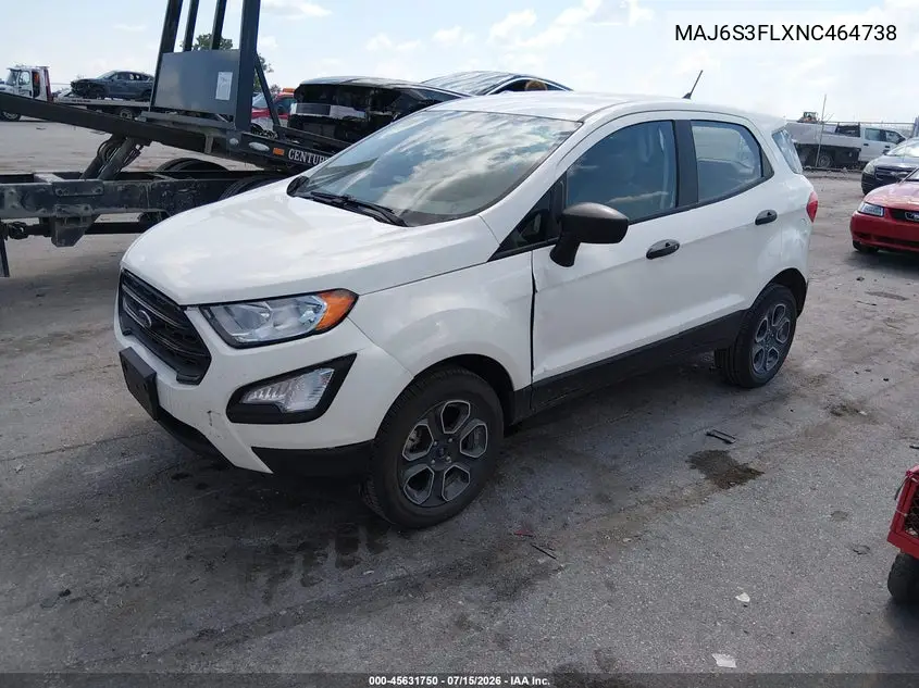 2022 Ford Ecosport S VIN: MAJ6S3FLXNC464738 Lot: 45631750