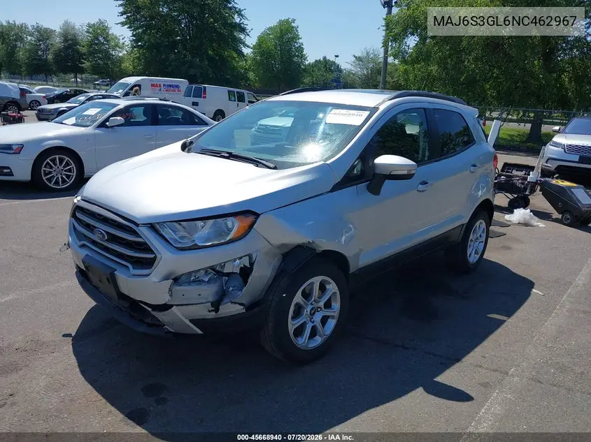 2022 Ford Ecosport Se VIN: MAJ6S3GL6NC462967 Lot: 45668940
