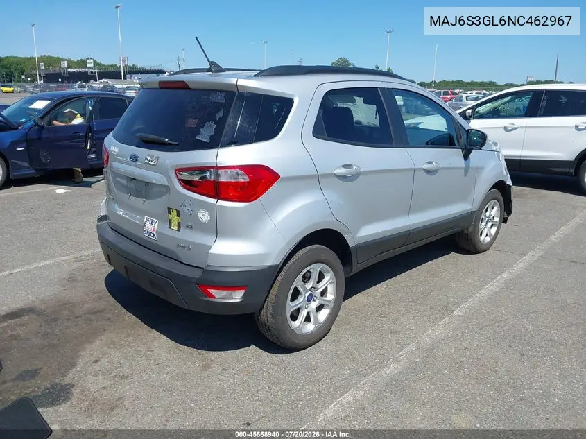 2022 Ford Ecosport Se VIN: MAJ6S3GL6NC462967 Lot: 45668940