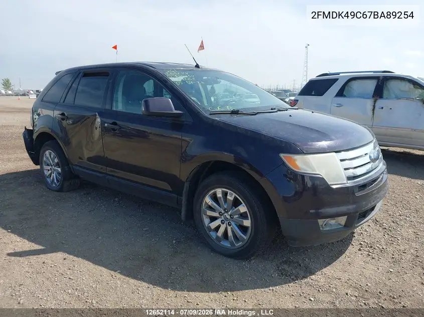 2007 Ford Edge Sel Plus VIN: 2FMDK49C67BA89254 Lot: 12652114