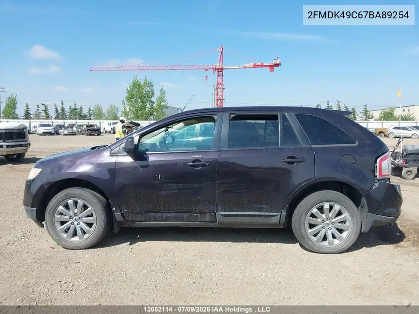 2007 Ford Edge Sel Plus VIN: 2FMDK49C67BA89254 Lot: 12652114