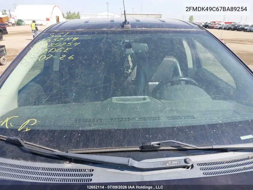 2007 Ford Edge Sel Plus VIN: 2FMDK49C67BA89254 Lot: 12652114