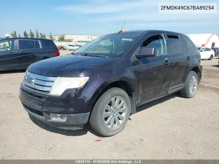 2007 Ford Edge Sel Plus VIN: 2FMDK49C67BA89254 Lot: 12652114