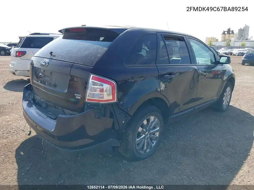 2007 Ford Edge Sel Plus VIN: 2FMDK49C67BA89254 Lot: 12652114