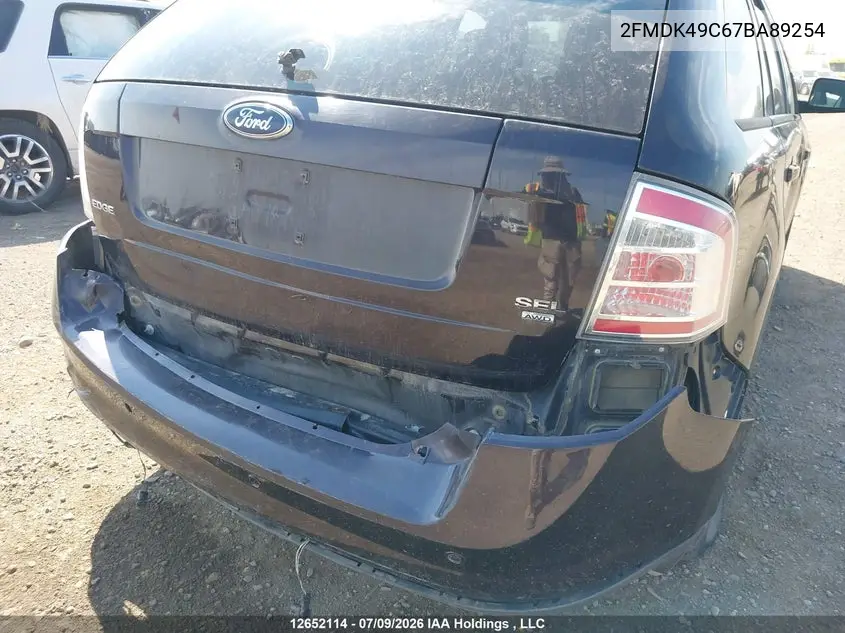2007 Ford Edge Sel Plus VIN: 2FMDK49C67BA89254 Lot: 12652114