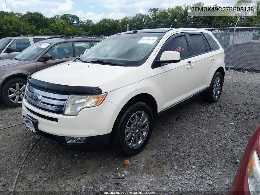 2007 Ford Edge Sel Plus VIN: 2FMDK49C27BB08138 Lot: 45598091