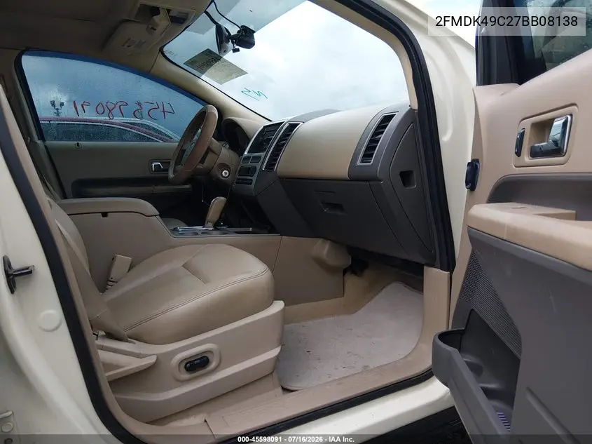 2007 Ford Edge Sel Plus VIN: 2FMDK49C27BB08138 Lot: 45598091