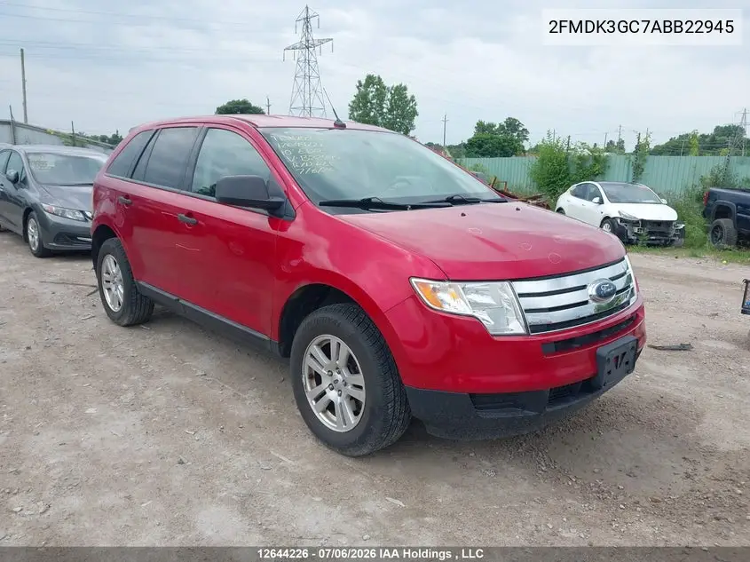 2010 Ford Edge Se VIN: 2FMDK3GC7ABB22945 Lot: 12644226