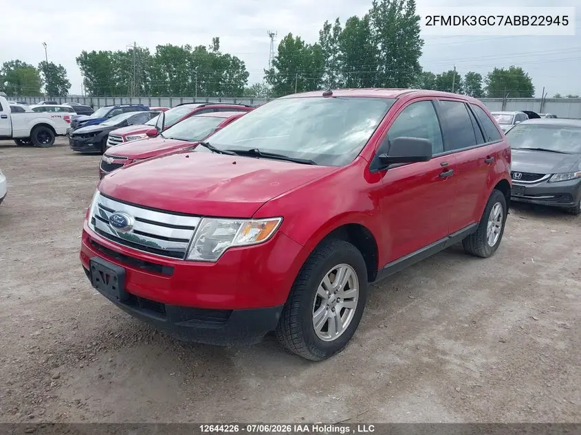 2010 Ford Edge Se VIN: 2FMDK3GC7ABB22945 Lot: 12644226