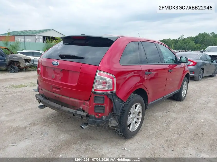 2010 Ford Edge Se VIN: 2FMDK3GC7ABB22945 Lot: 12644226
