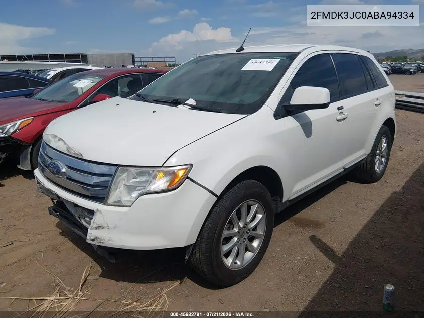 2010 Ford Edge Sel VIN: 2FMDK3JC0ABA94334 Lot: 45682791