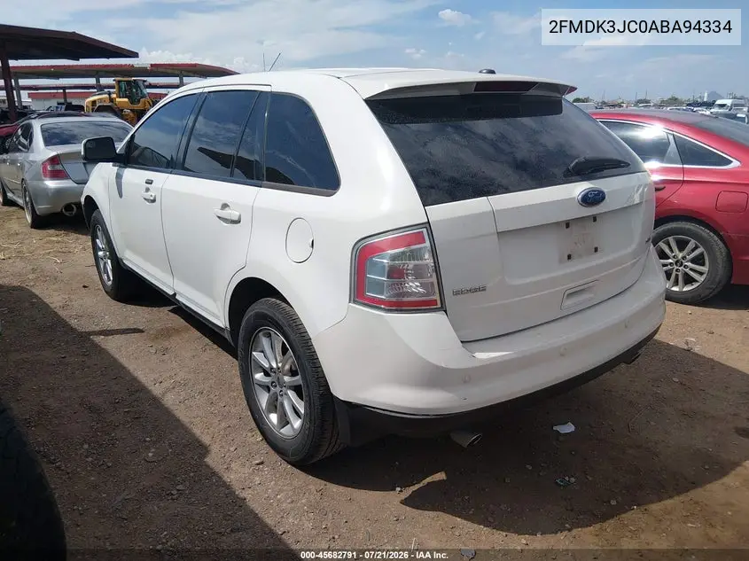 2010 Ford Edge Sel VIN: 2FMDK3JC0ABA94334 Lot: 45682791
