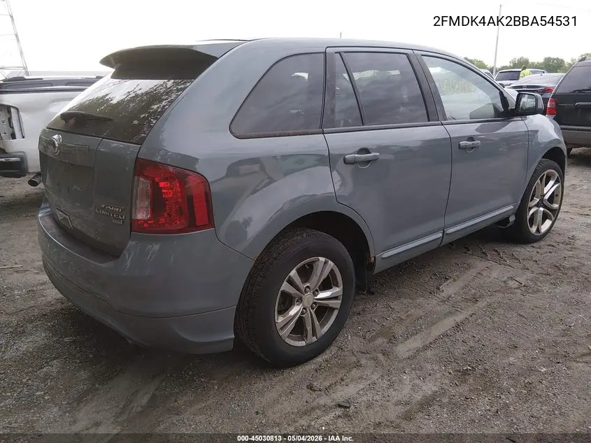 2011 Ford Edge Sport VIN: 2FMDK4AK2BBA54531 Lot: 45030813