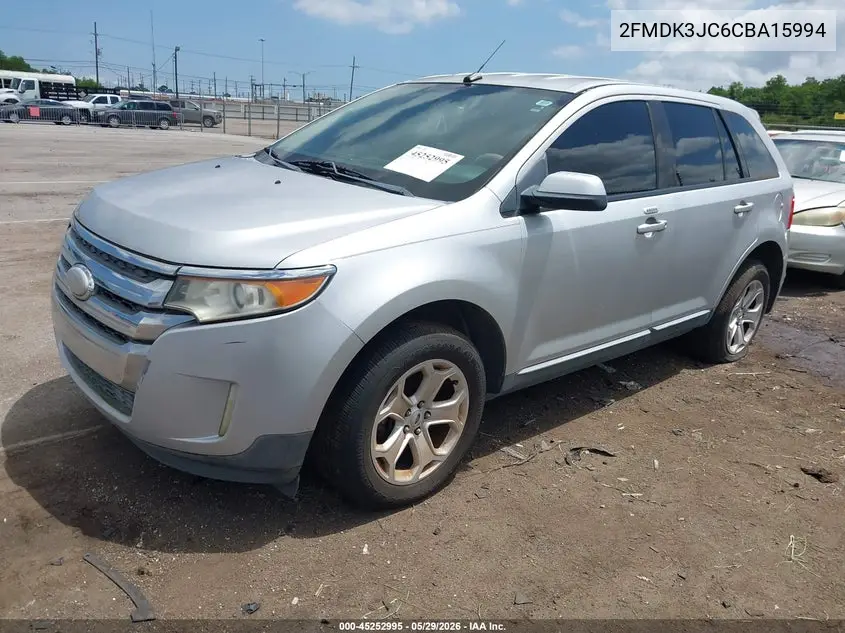 2012 Ford Edge Sel VIN: 2FMDK3JC6CBA15994 Lot: 45252995
