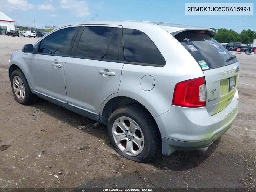 2012 Ford Edge Sel VIN: 2FMDK3JC6CBA15994 Lot: 45252995