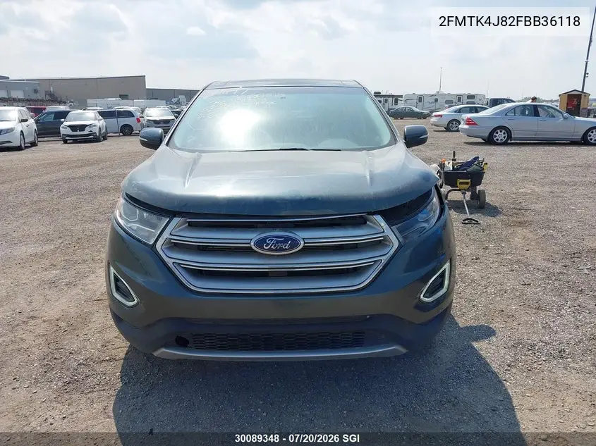 2015 Ford Edge Sel VIN: 2FMTK4J82FBB36118 Lot: 30089348