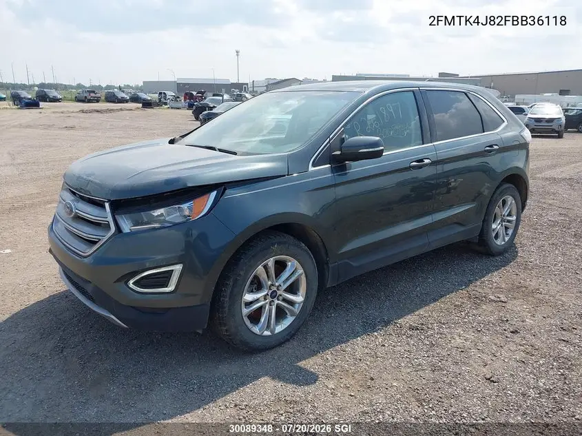 2015 Ford Edge Sel VIN: 2FMTK4J82FBB36118 Lot: 30089348