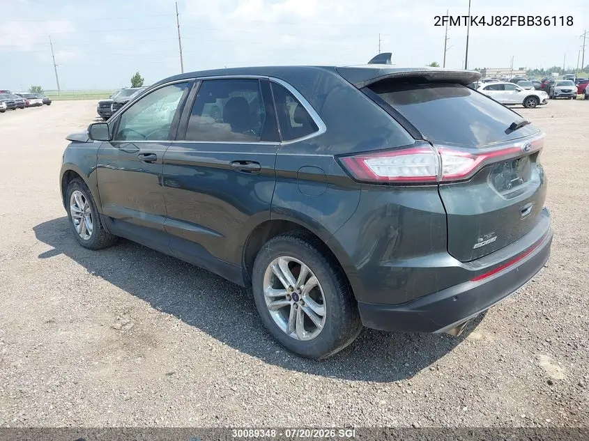 2015 Ford Edge Sel VIN: 2FMTK4J82FBB36118 Lot: 30089348