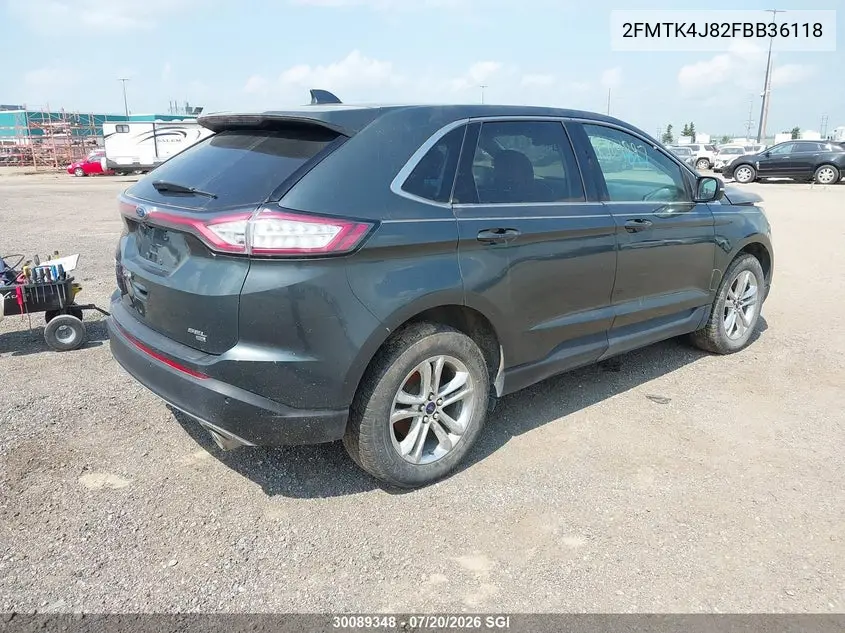 2015 Ford Edge Sel VIN: 2FMTK4J82FBB36118 Lot: 30089348